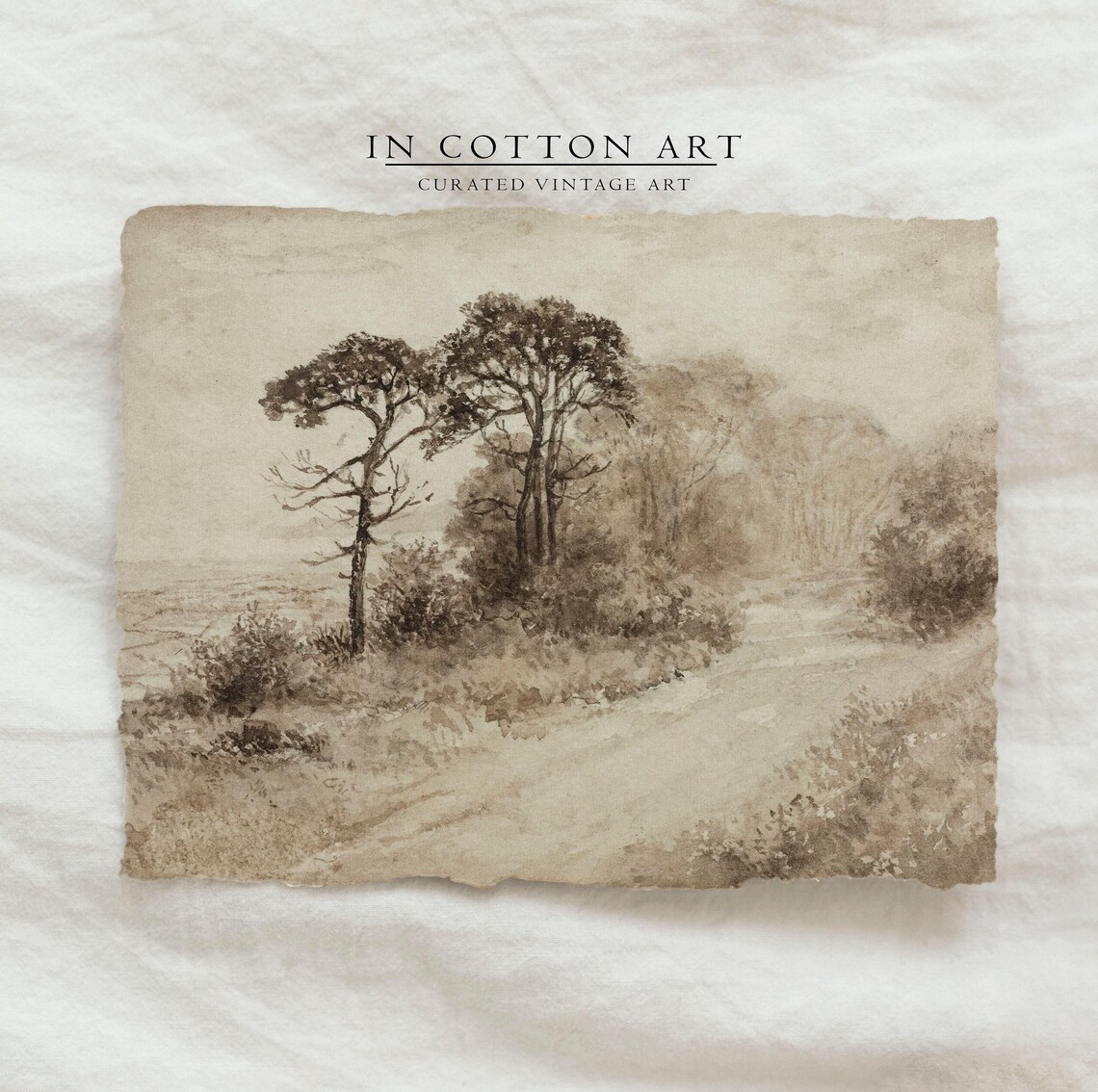 Moody Country Landscape Sketch, Rustic Road Art Print - Image 4