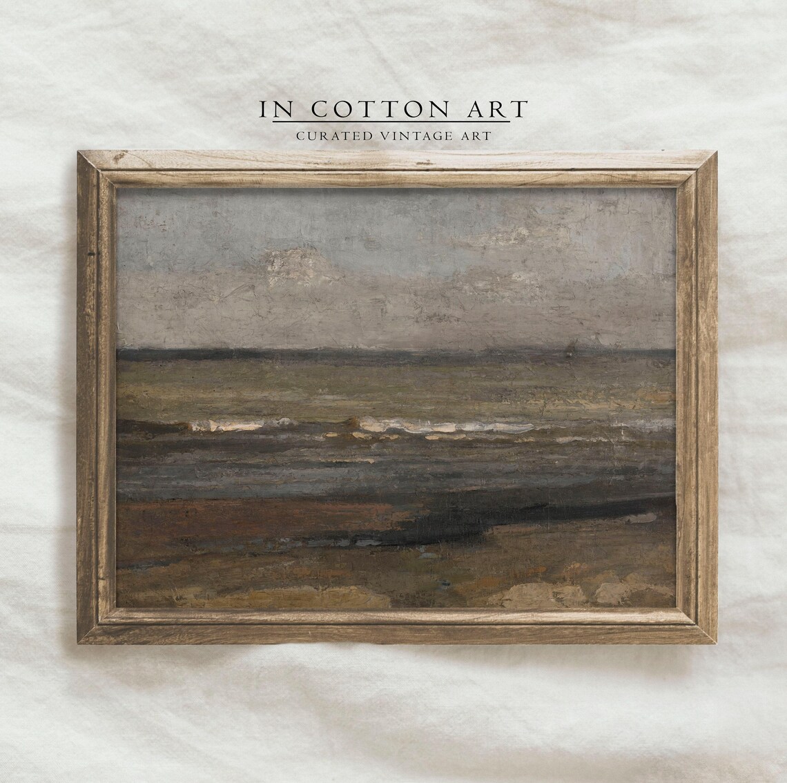 Antique Rustic Landscape, Vintage Neutral Scenery Art Print - Image 4