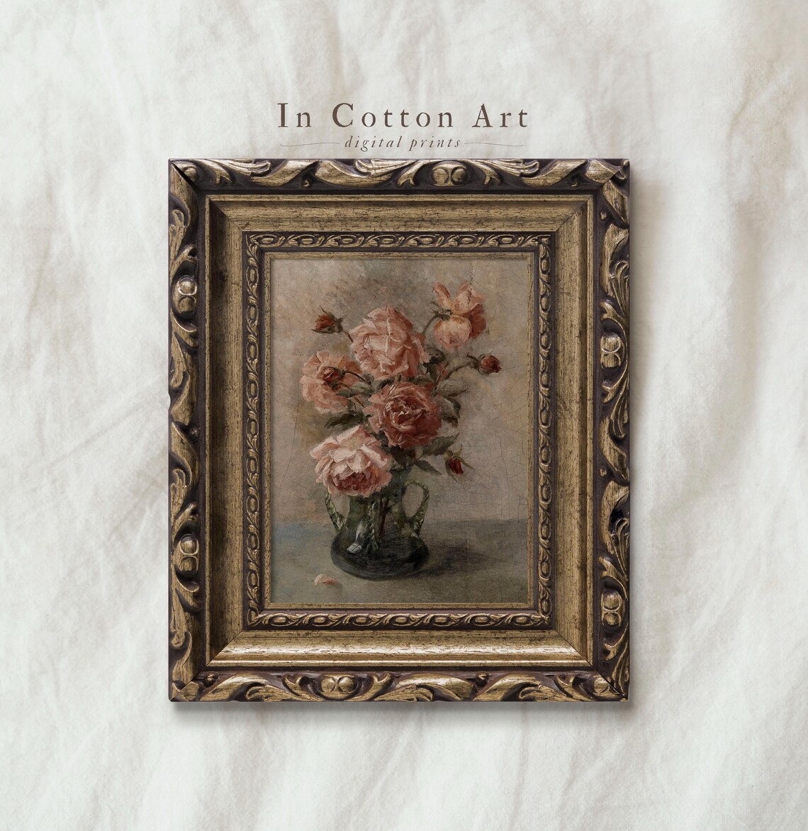 Moody Roses Vintage Still Life, Cottagecore Art Print - Image 4