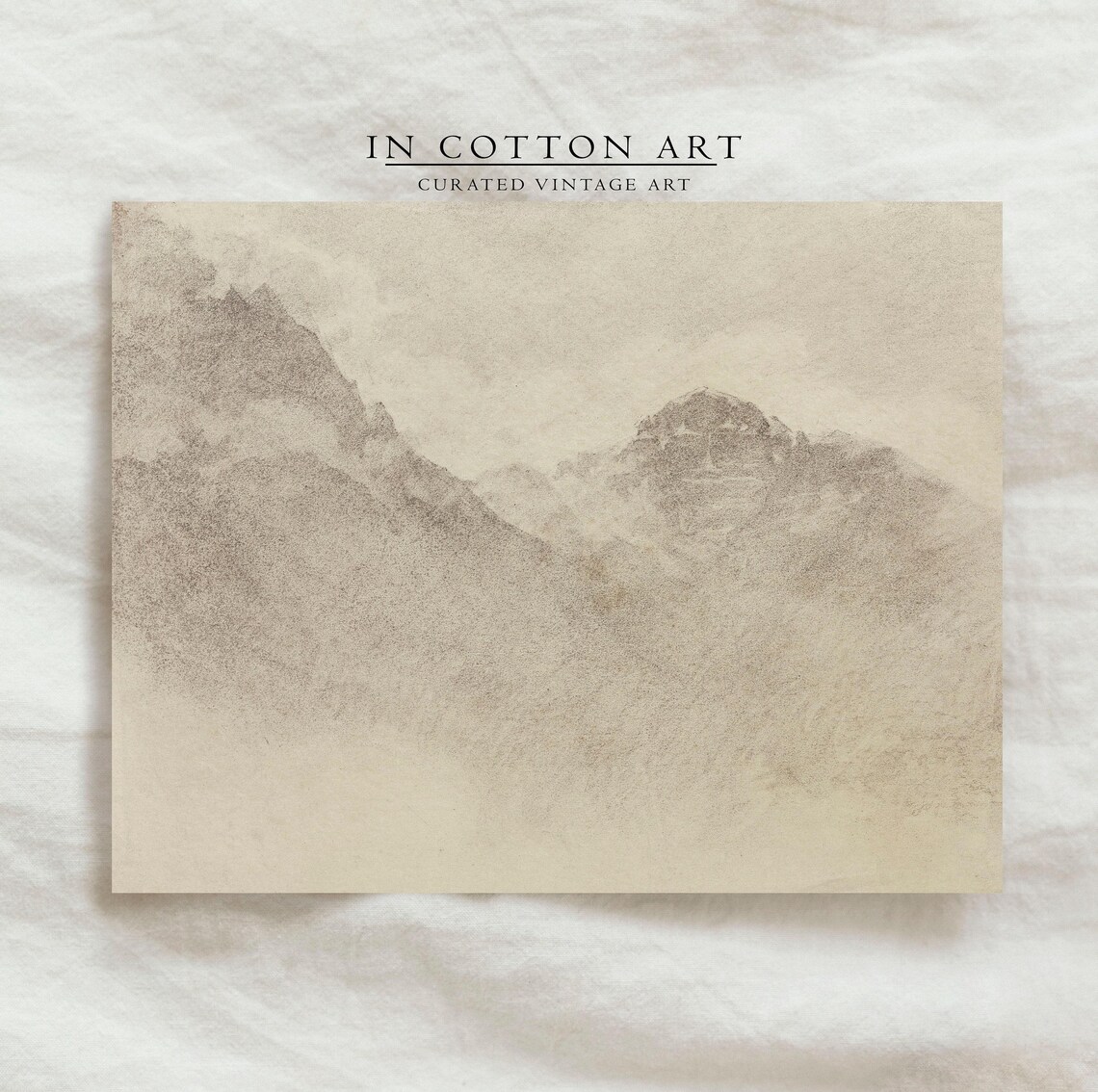 Minimalist Mountain Landscape, Rustic Sketch Art Print