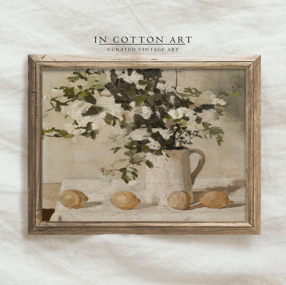 Vintage Neutral Lemon Still Life, Farmhouse Kitchen Art Print