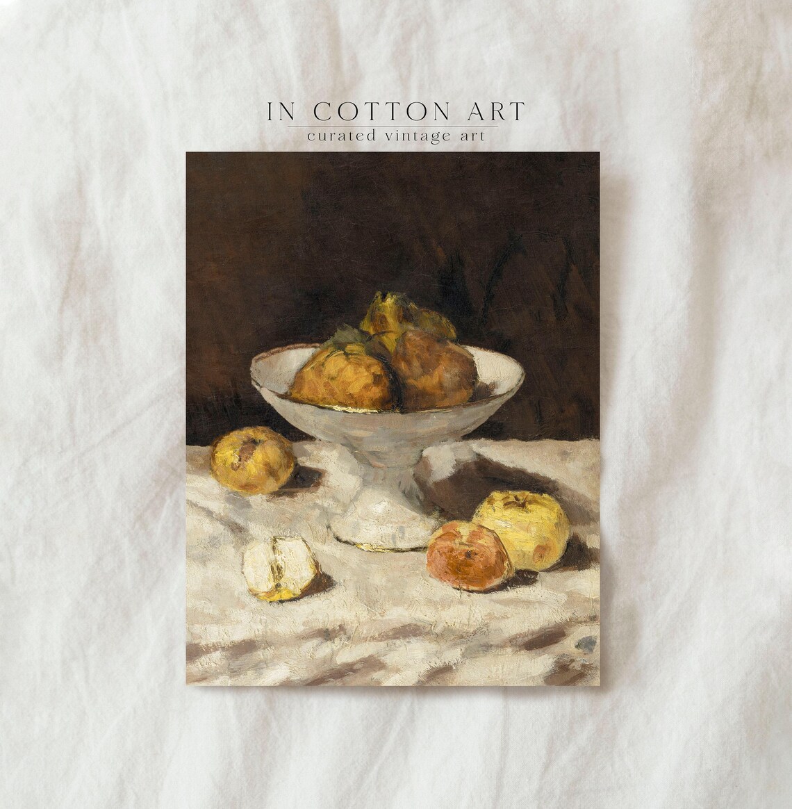 Moody Still Life With Pears and Apples, Art Print