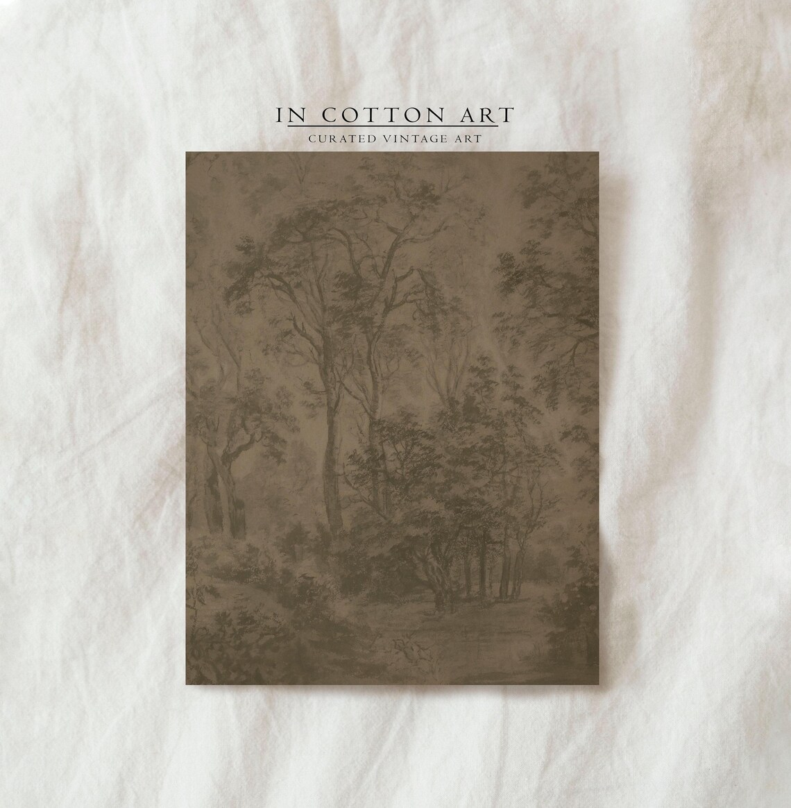 Foggy Forest Vintage Rustic Landscape Art Print