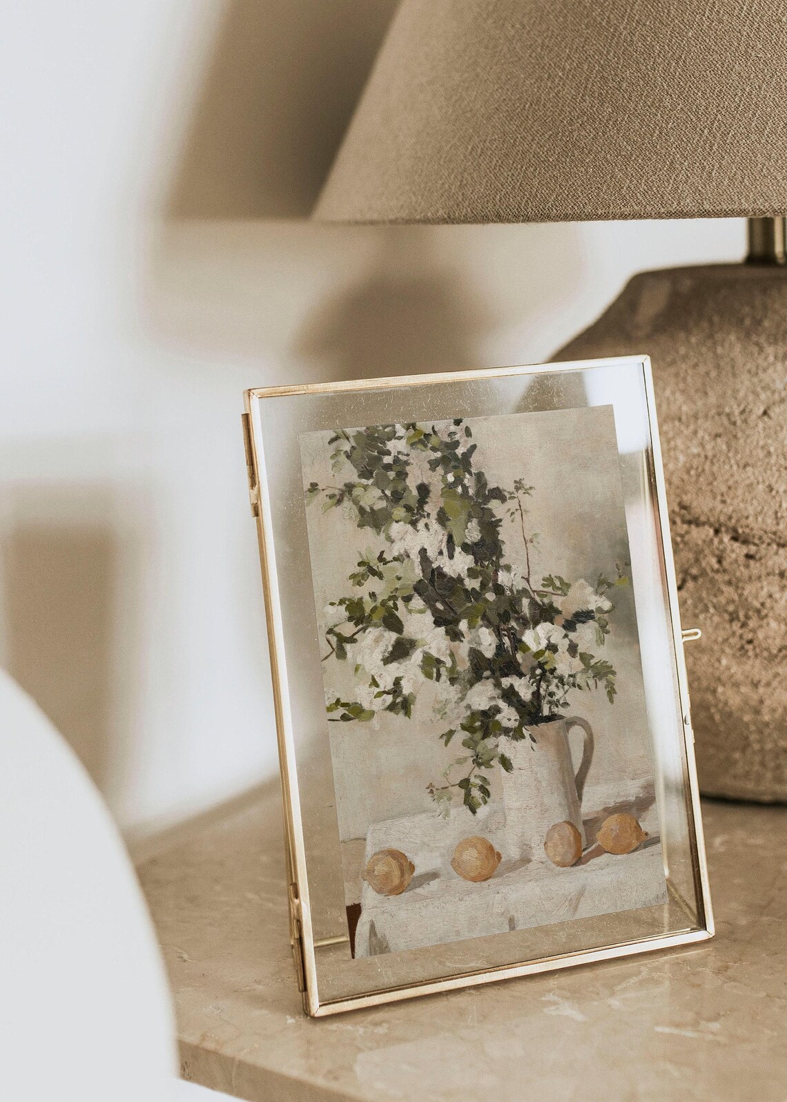 White Flower Vase Still Life Art Print, Vintage Farmhouse - Image 2
