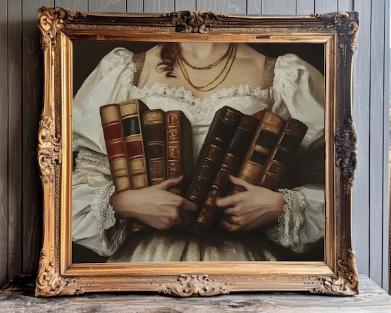 Dark Academia Vintage Book Wall Art, Library Art