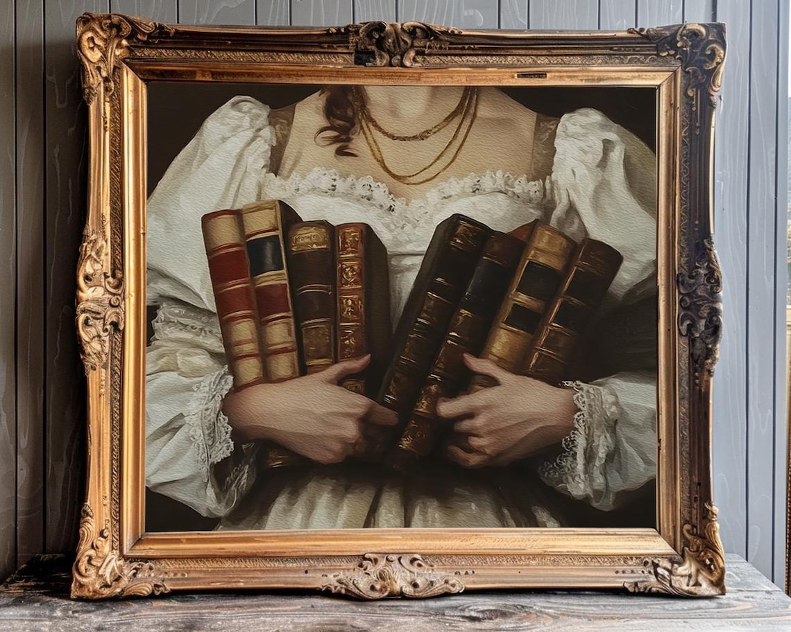 Dark Academia Vintage Book Wall Art, Library Art