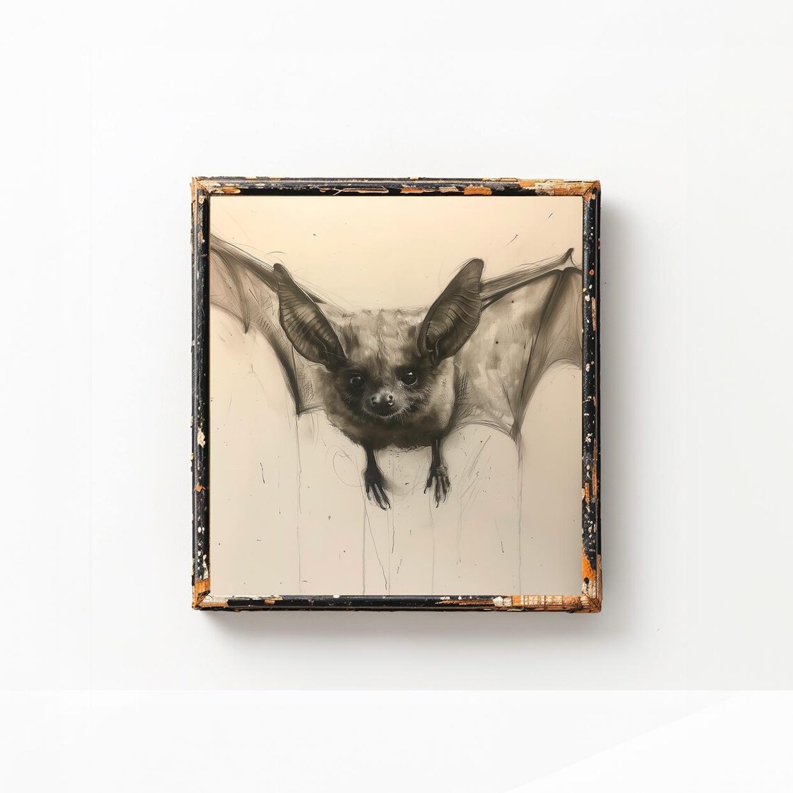 Vintage Bat Illustration Sketch Dark Academia Gothic Animal Art Poster - Image 2