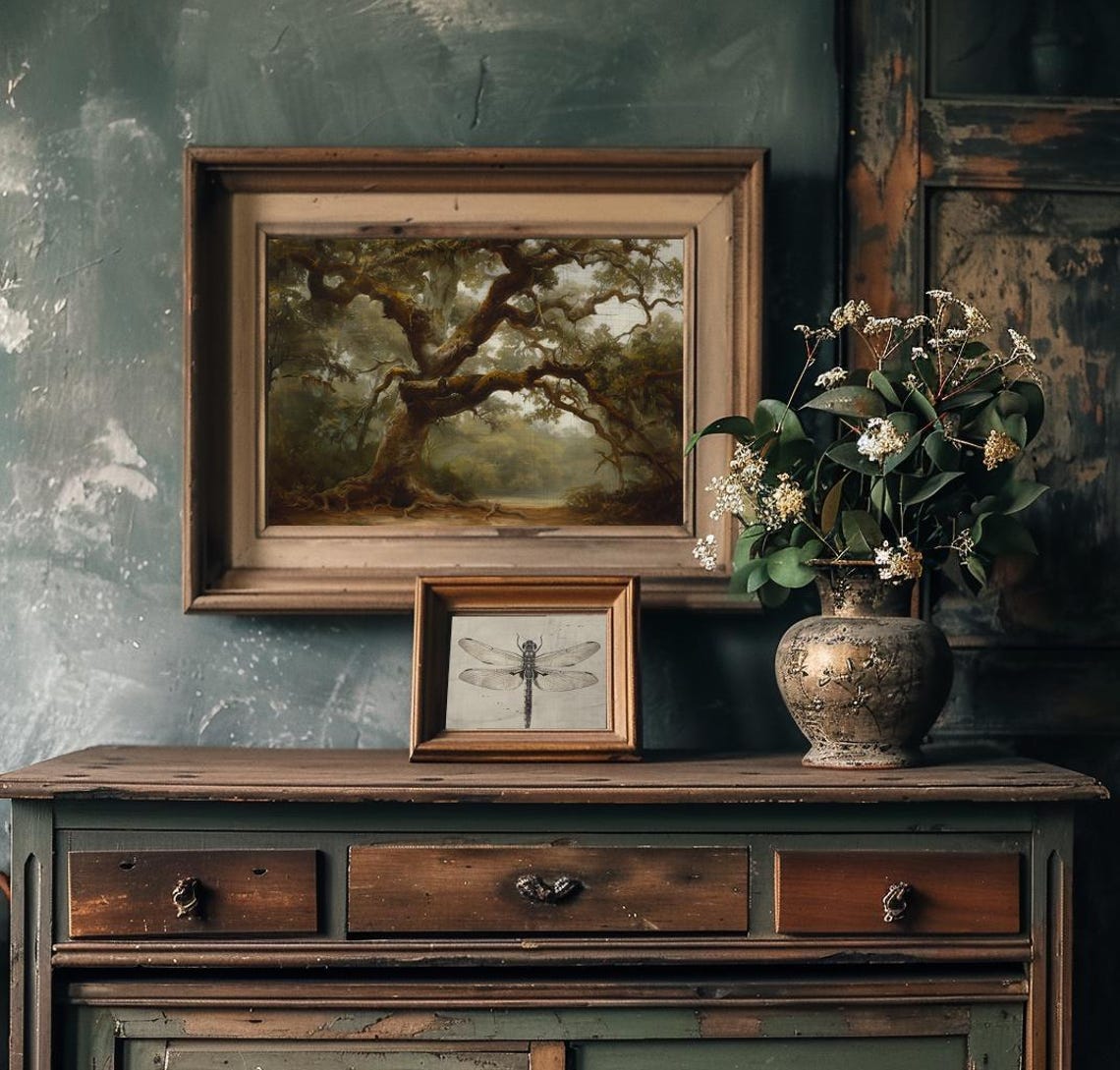 Gnarled Ancient Oak with Sprawling Mossy Branches Moody Poster - Image 4