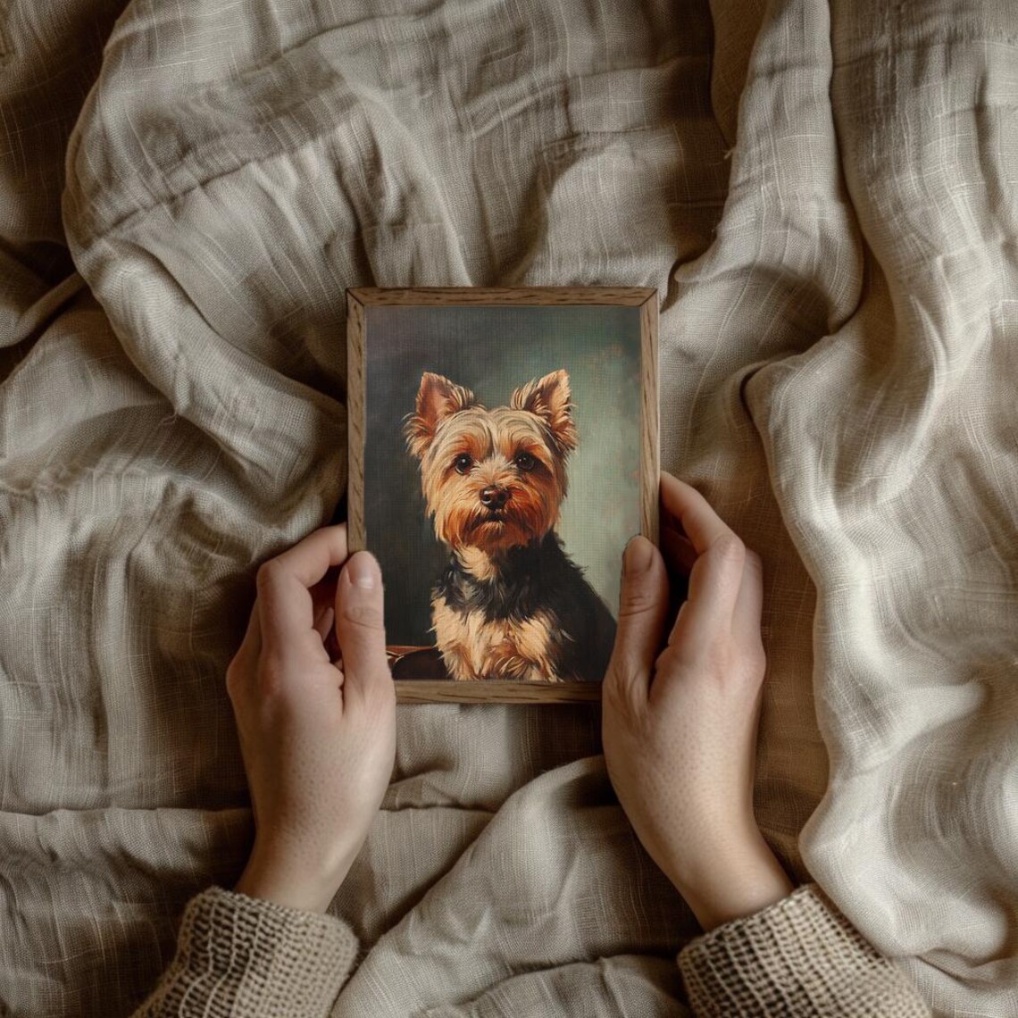 Yorkshire Terrier Portrait In Vintage Oil Painting Style Dog Poster - Image 3