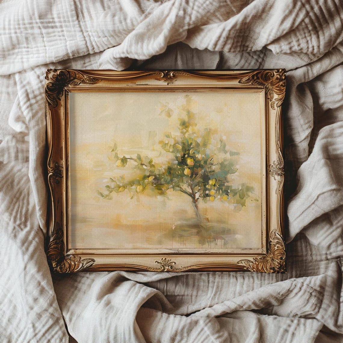 Lemon Tree Painting Duo Set Soft Impressionist Kitchen Wall Art - Image 3