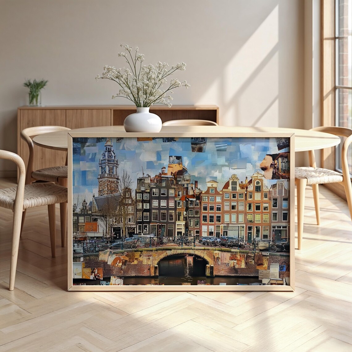 Amsterdam Cityscape Poster Matte Paper Wooden Frame Holland Art