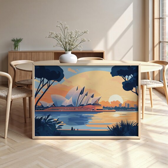 Sydney Opera House Cityscape Watercolour Framed Poster Luxurious Design Ready To Hang Art