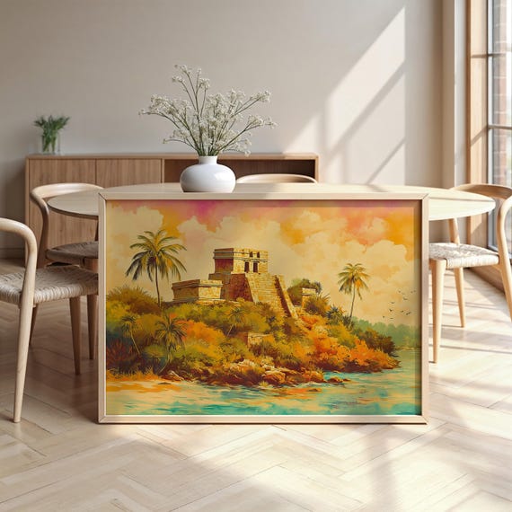 Tulum Watercolour Framed Poster Luxurious Design Ready To Hang Art