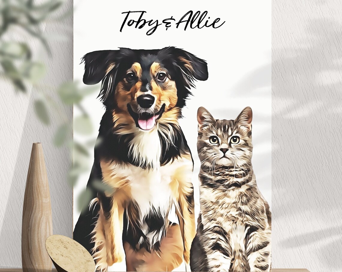 Custom Pet Portrait, Oil Effect Wall Art Print