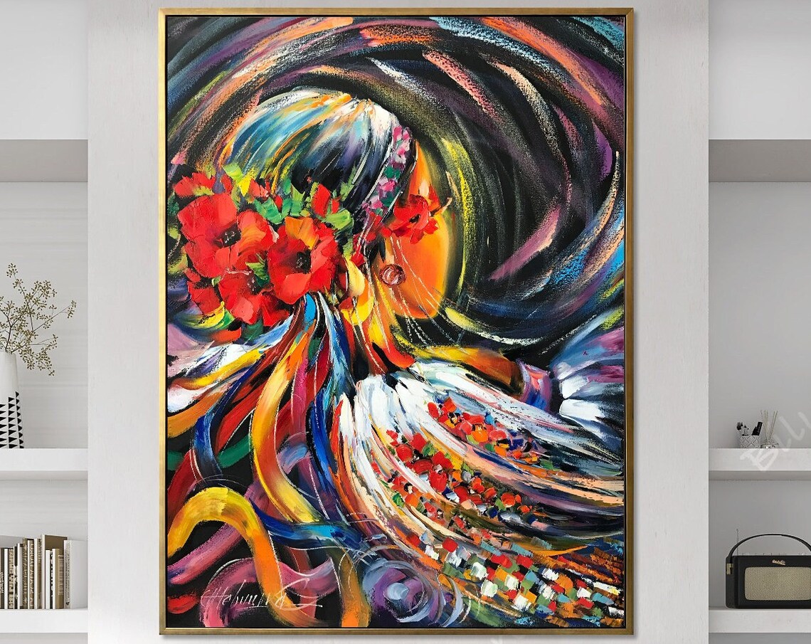 Ukrainian Girl Art Print, Modern Ukrainian Folk