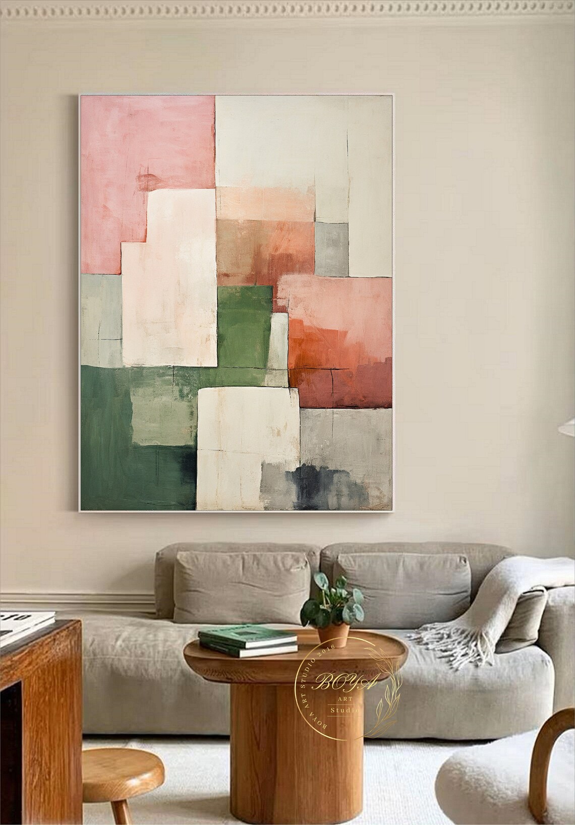 Beige Abstract Geometric Art Print, Minimalist - Image 5