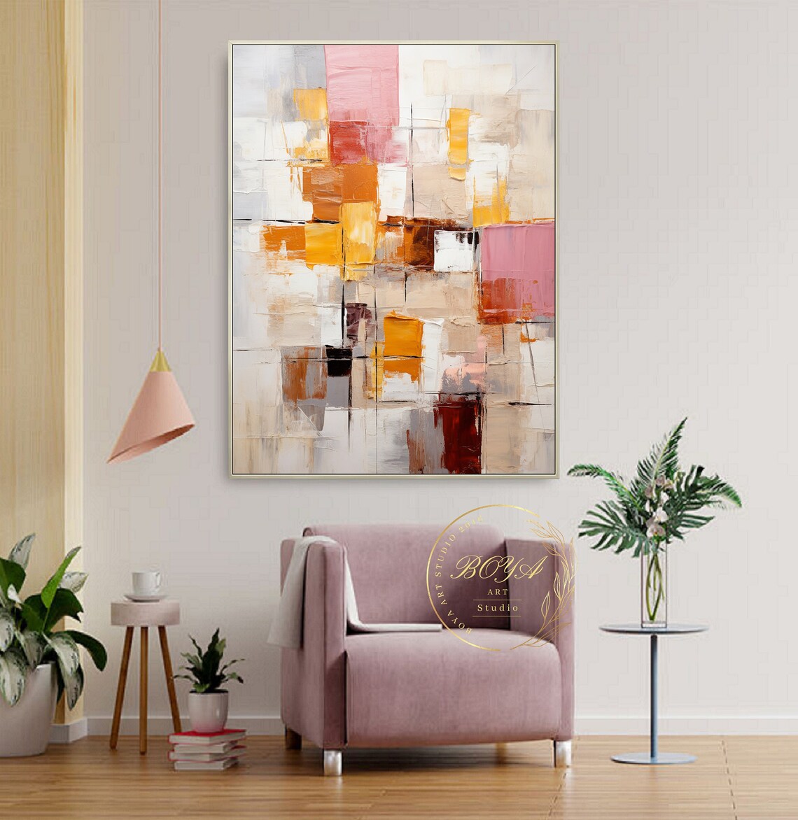 Beige Abstract Painting, Modern Textured Wall Art - Image 5