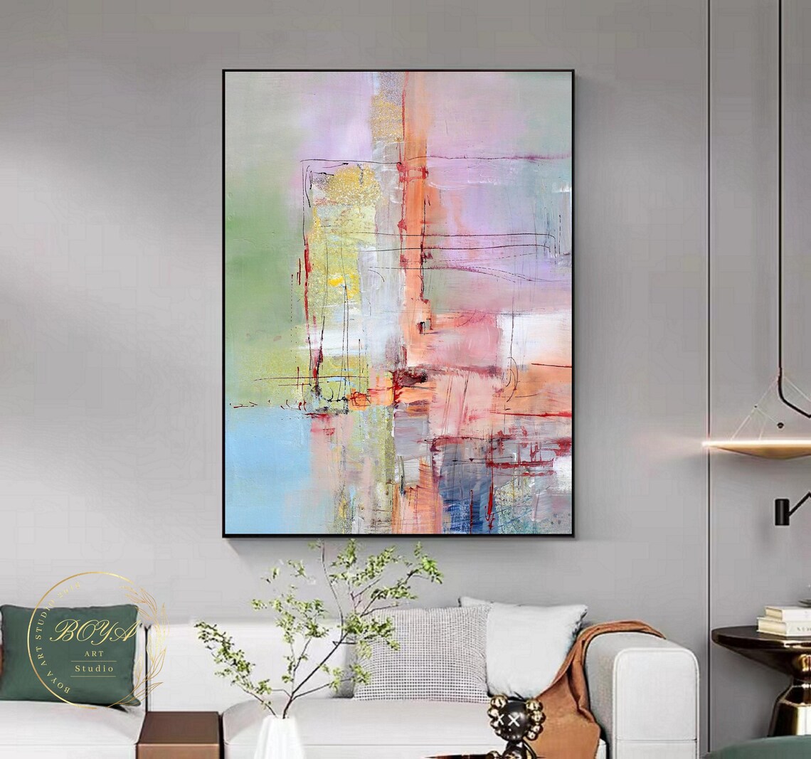 Rainbow Abstract Painting, Modern Line Art Print - Image 2