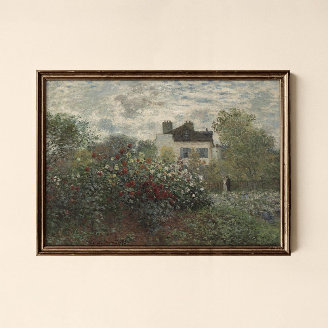 Claude Monet Dahlia Flower Garden Impressionist Art Print Classic