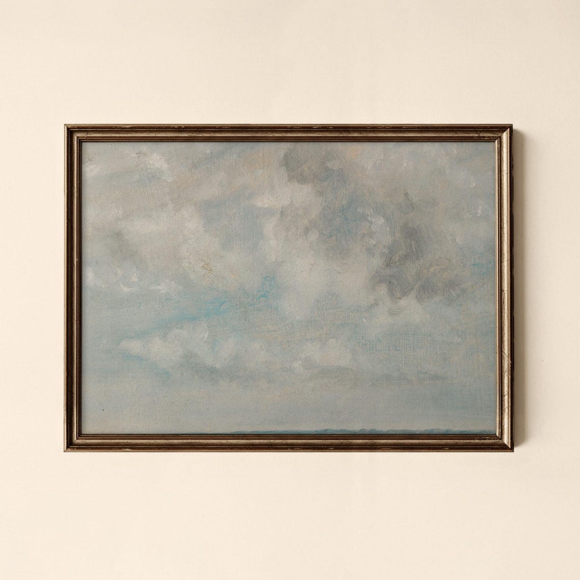 Vintage Soft Blue Cloud Study Serene Calm Sky Painting Poster