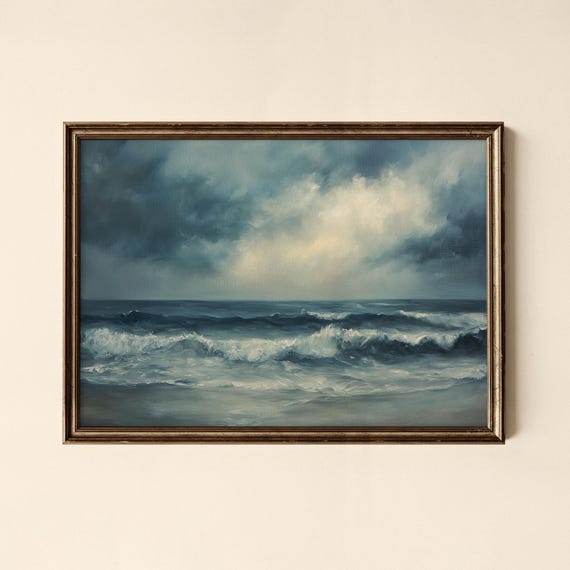 Vintage Seascape Print Moody Coastal Art Gallery Wall Collected Prints Cpl477