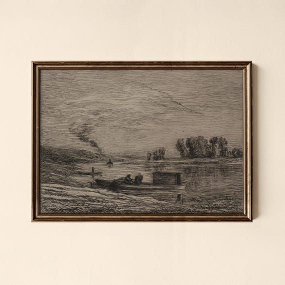 Vintage Rustic River Scene Print Bedroom Wall Art Collected Prints Cpl154