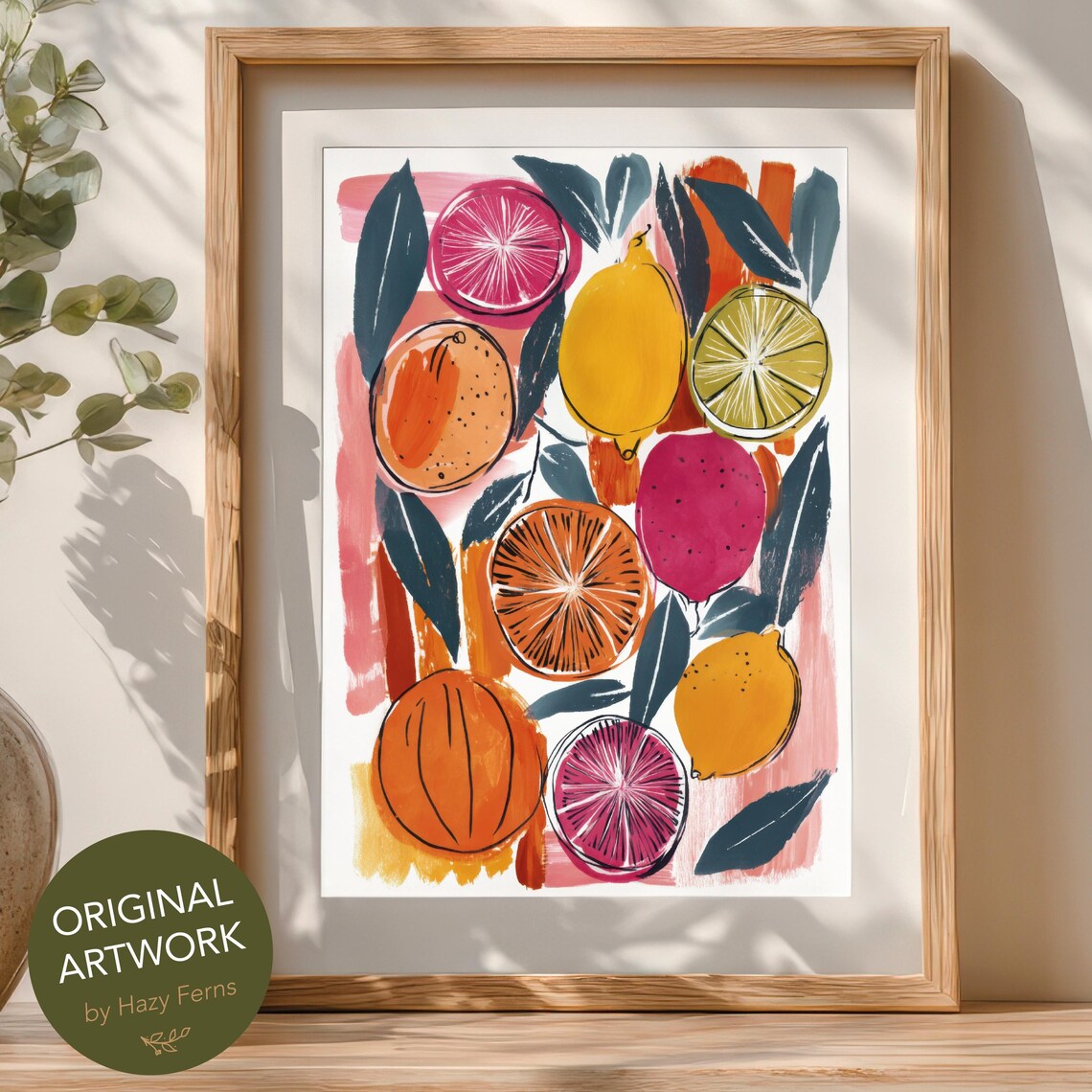 Abstract Citrus Boho Gouache Kitchen Art Print