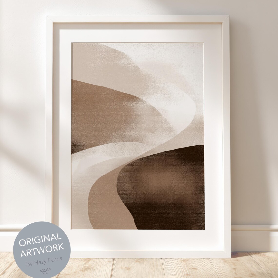 Beige Brown Abstract Landscape Wall Art Earthy Boho Minimalist Decor Modern Bedroom