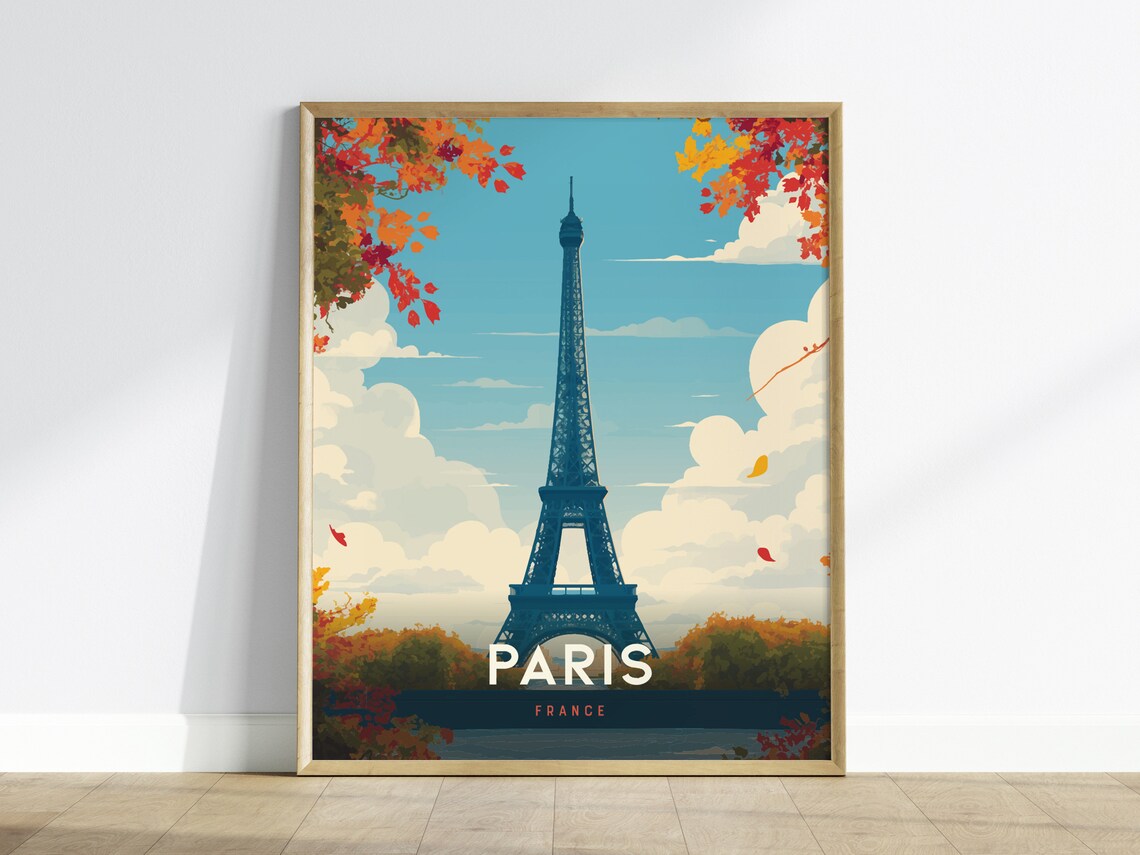 Eiffel Tower Paris Travel Poster, France Decor