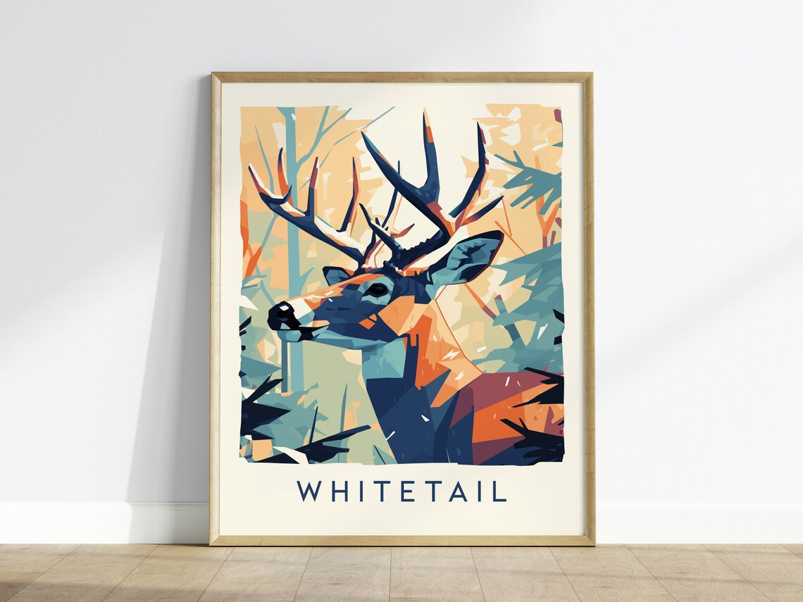Whitetail Deer Poster, Wildlife Series Art Print