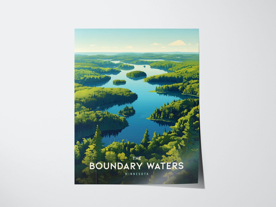 Boundary Waters Canoe Print Minnesota Lake Art Cabin Decor