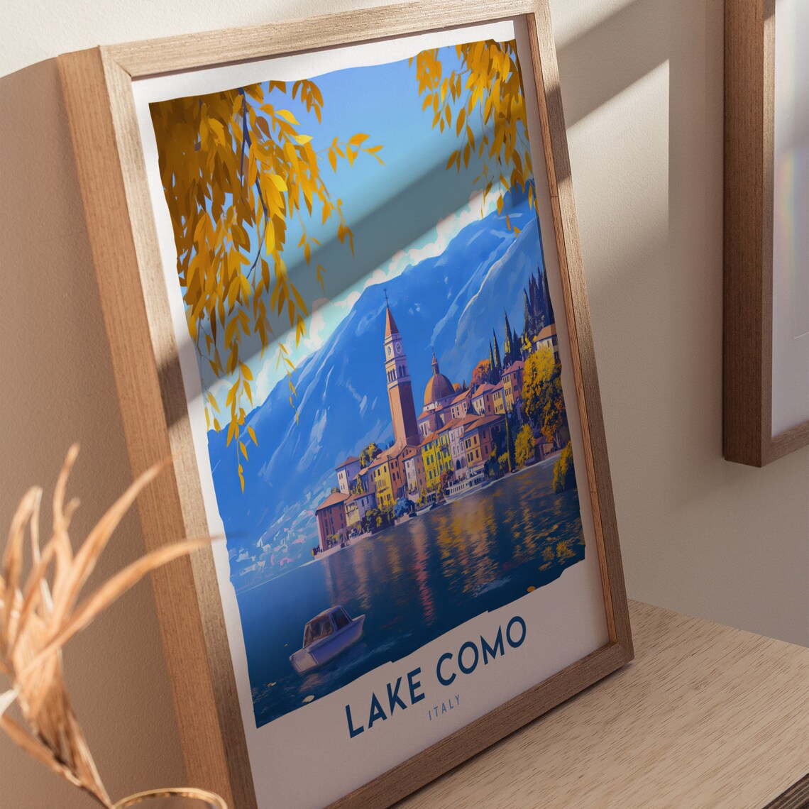 Lake Como Italy Lakeside Village Golden Foliage Travel Poster - Image 3