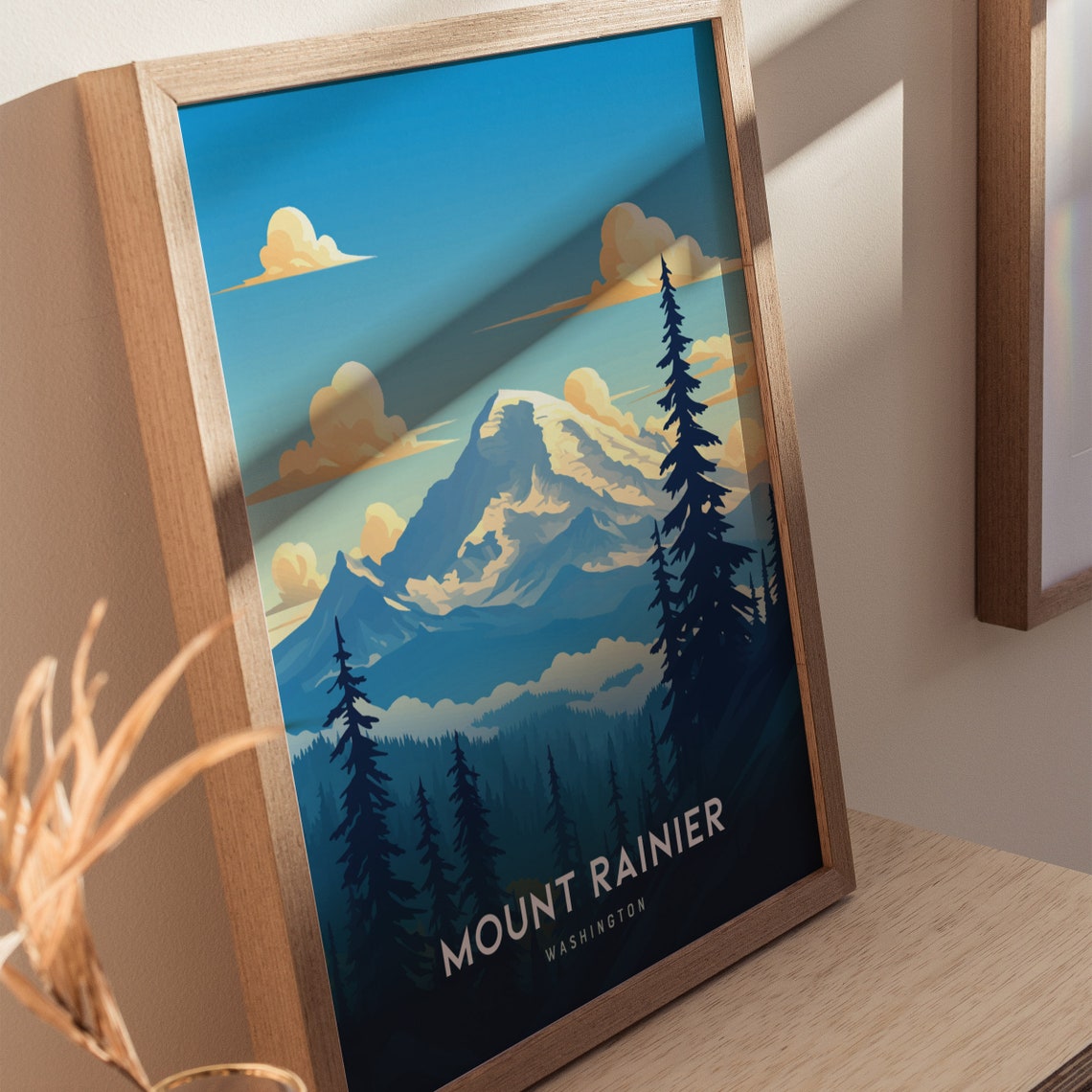 Mount Rainier Washington Snow Capped Peak Forest View Poster - Image 2