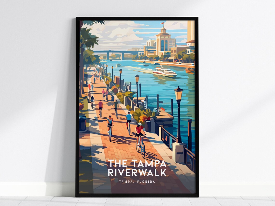 The Tampa Riverwalk Tampa Florida Waterfront Bike Path Poster