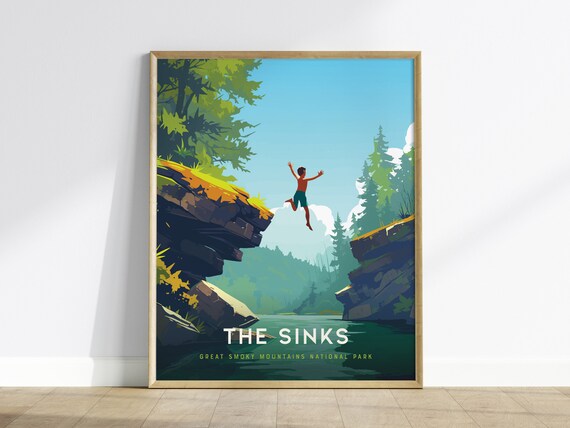 The Sinks Great Smoky Mountains National Park Cliff Jump Summer Poster