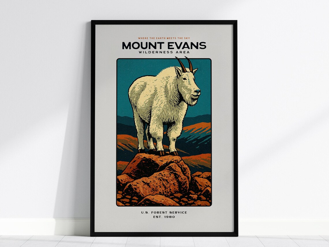 Mount Evans Wilderness Area Alpine Mountain Goat Wildlife Poster