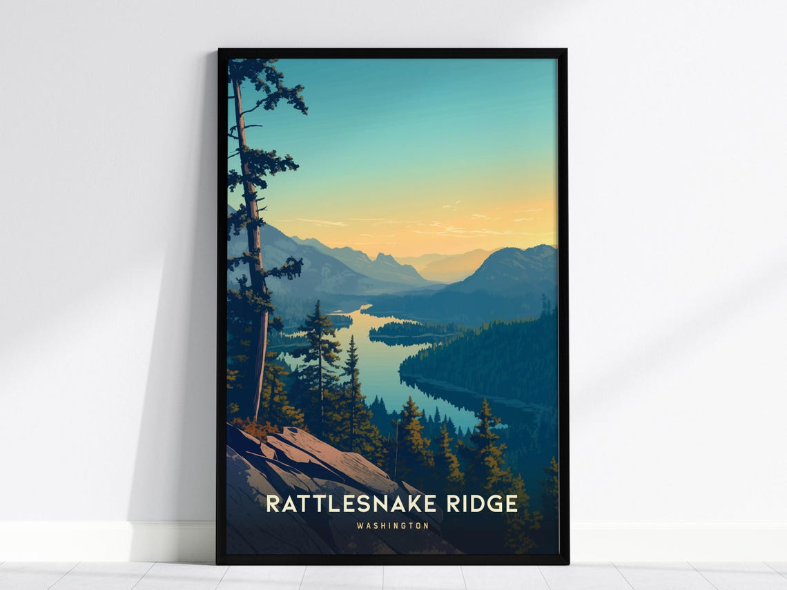 Rattlesnake Ridge Washington Pine Lake Sunset Hiking Trail Poster