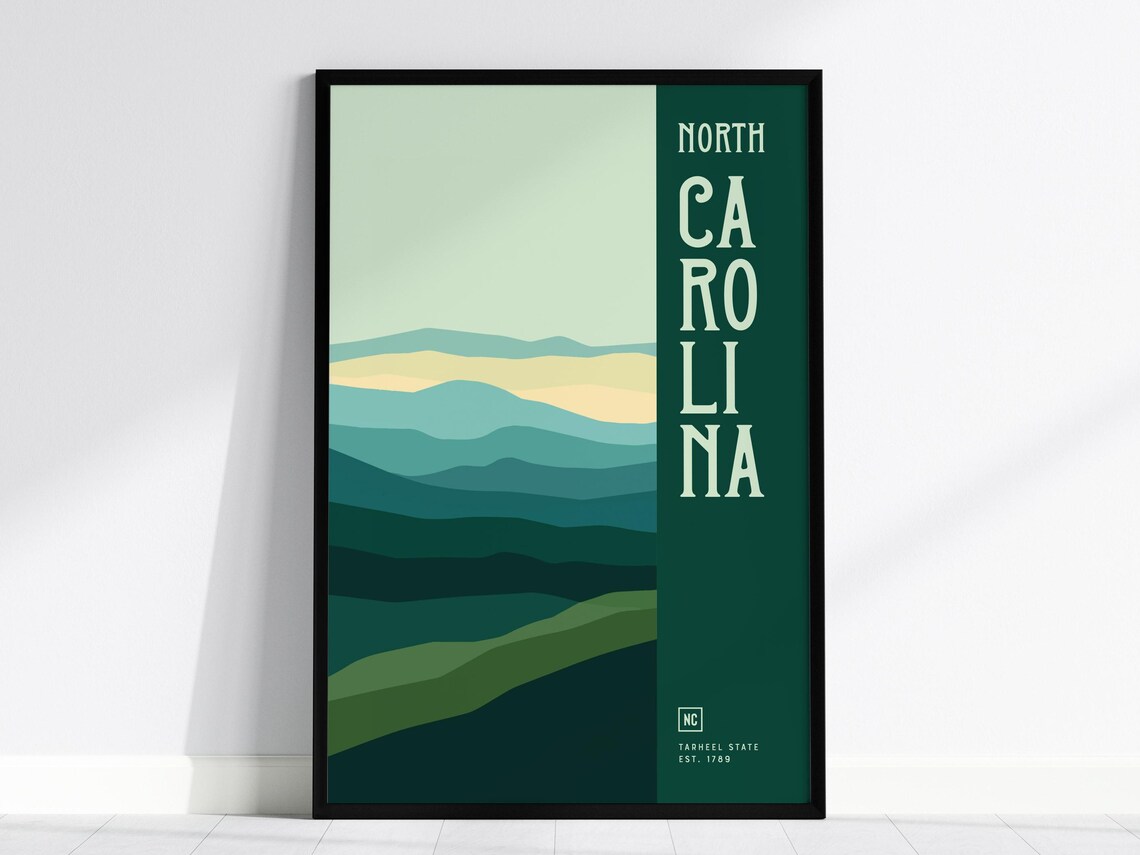North Carolina Blue Ridge Mountains Minimalist Travel Art Poster