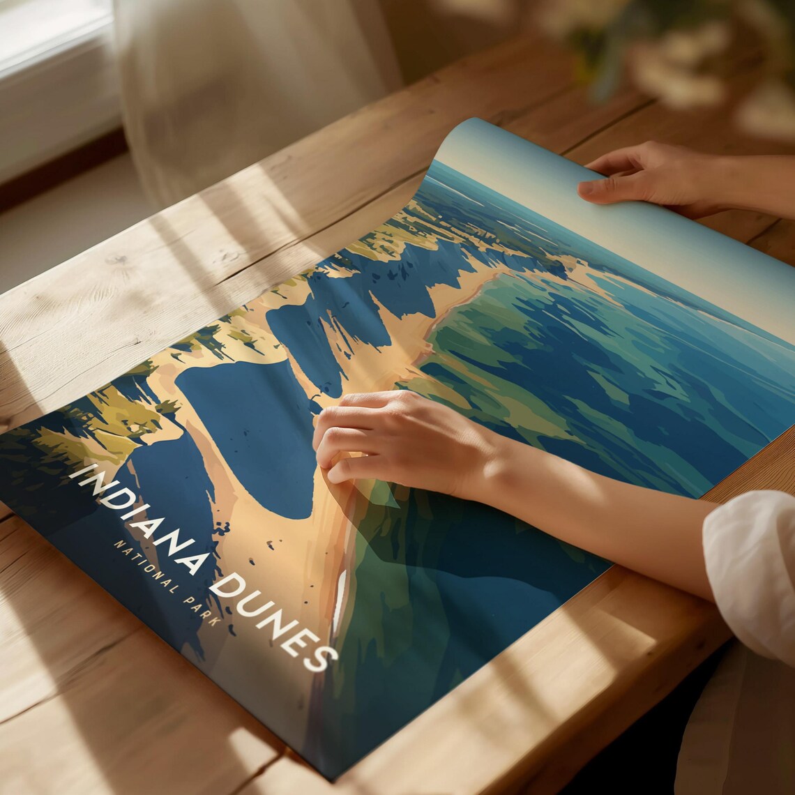 Indiana Dunes National Park Aerial Lake Michigan Dunes Poster - Image 3