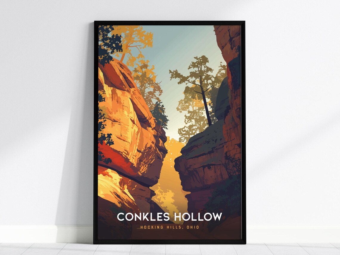 Conkles Hollow Ohio Sandstone Canyon Hocking Hills Travel Poster