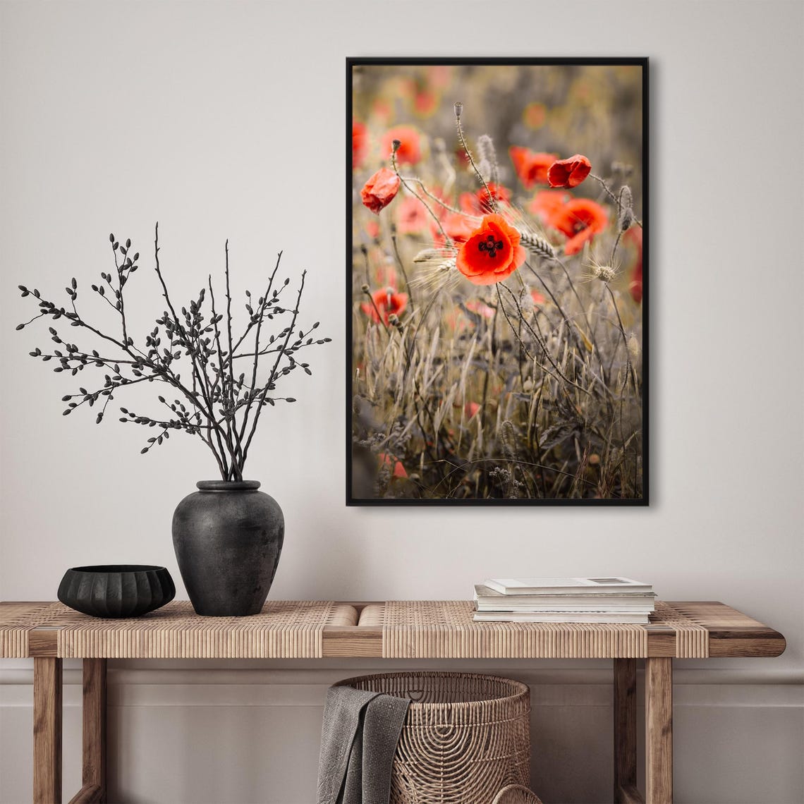 Red Poppies Blooming Across a Golden Summer Meadow Field Poster - Image 3