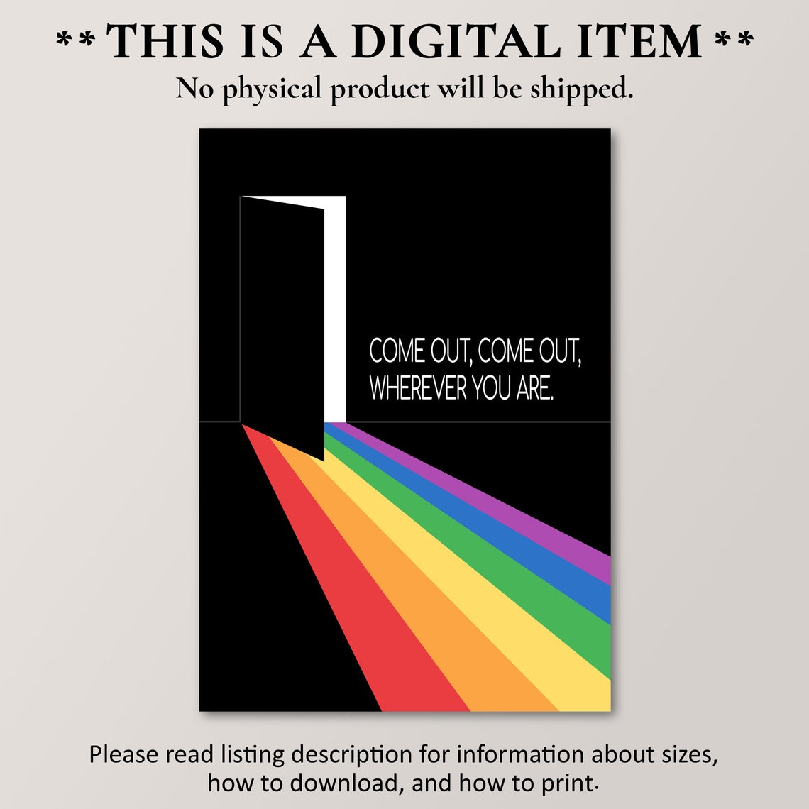 Come Out Wherever You Are Rainbow Door LGBTQ Pride Support Poster - Image 4