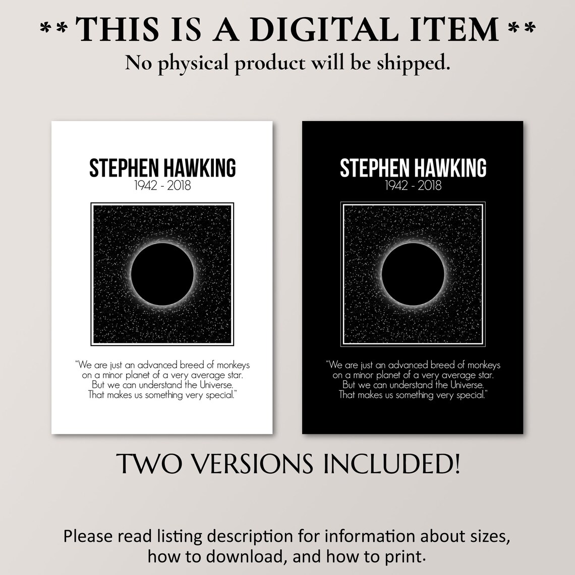 Stephen Hawking Black Hole Art Print, Scientist Decor - Image 4