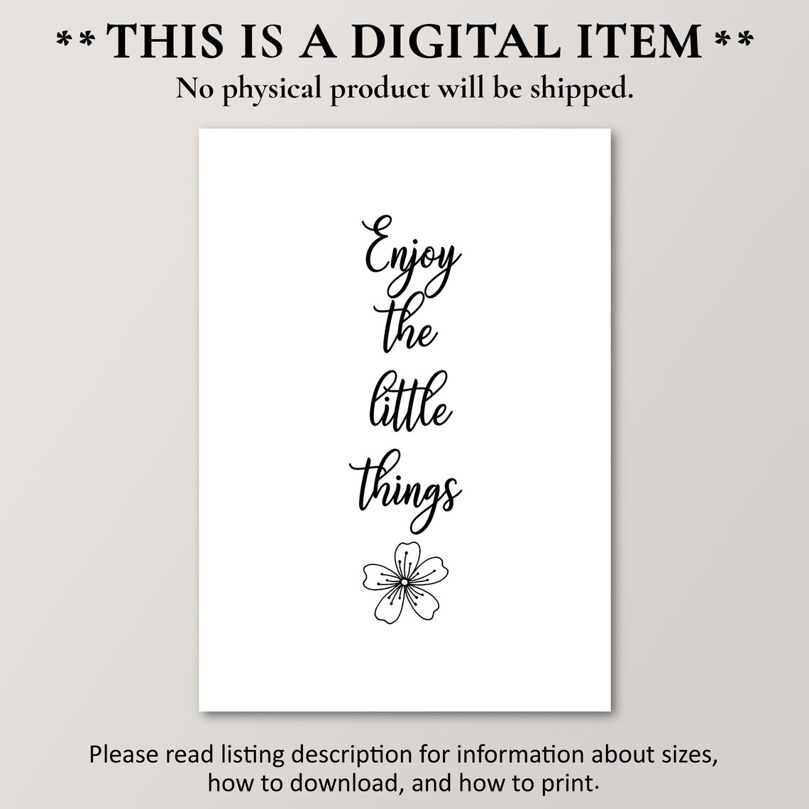 Enjoy The Little Things Minimalist Floral Inspirational Quote Art Print - Image 4