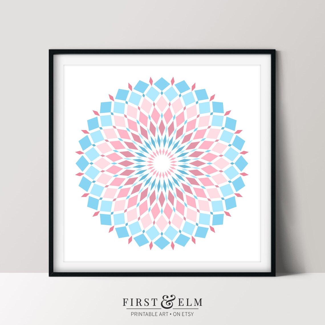 Subtle Trans Pride Geometric Mandala Art Print - Image 2