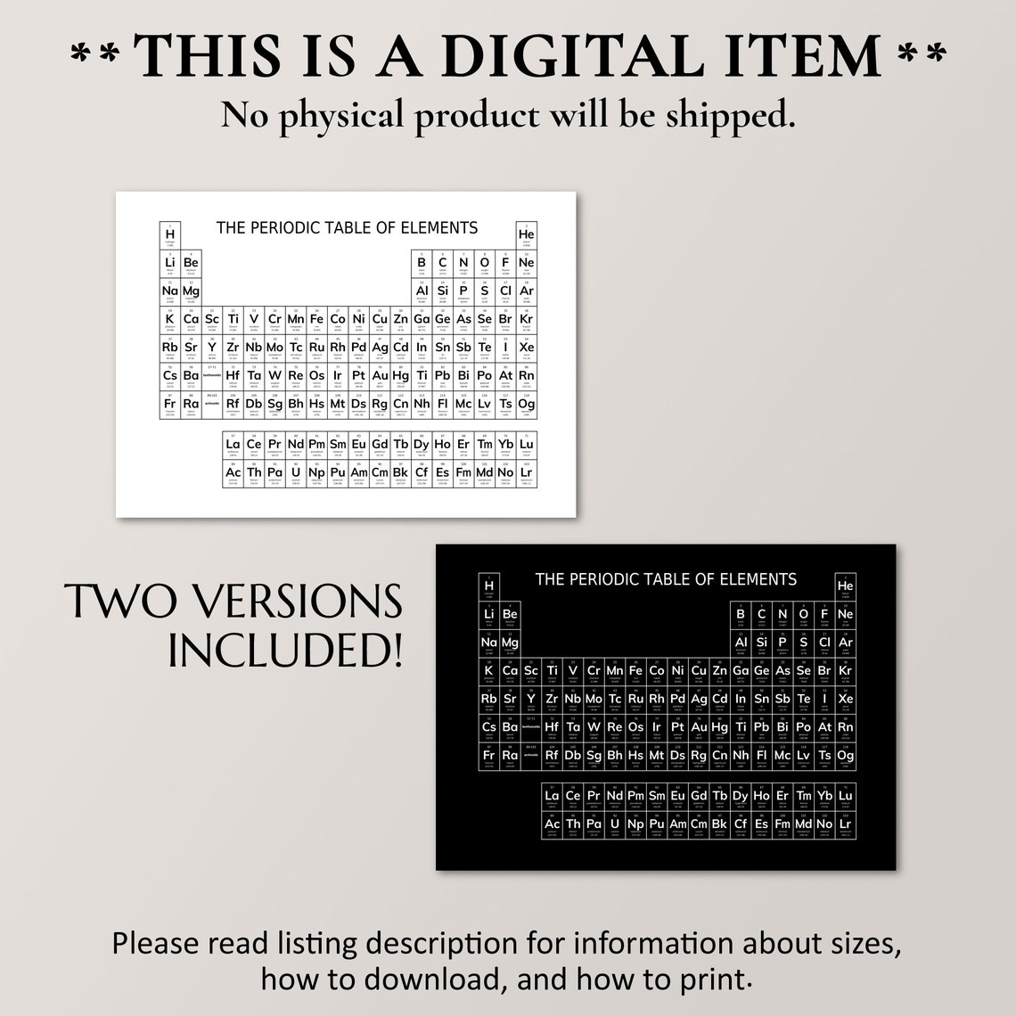 The Periodic Table Of Elements Black And White Chemistry Chart Poster - Image 4