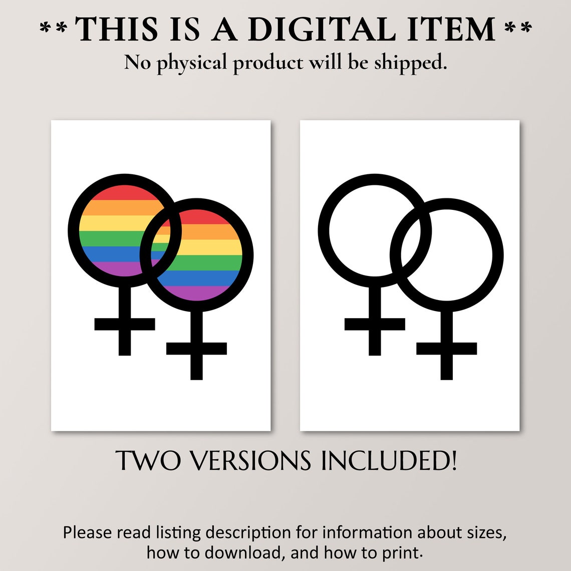 Lesbian Pride Double Venus Symbol Rainbow Flag LGBTQ Love Art Poster - Image 4