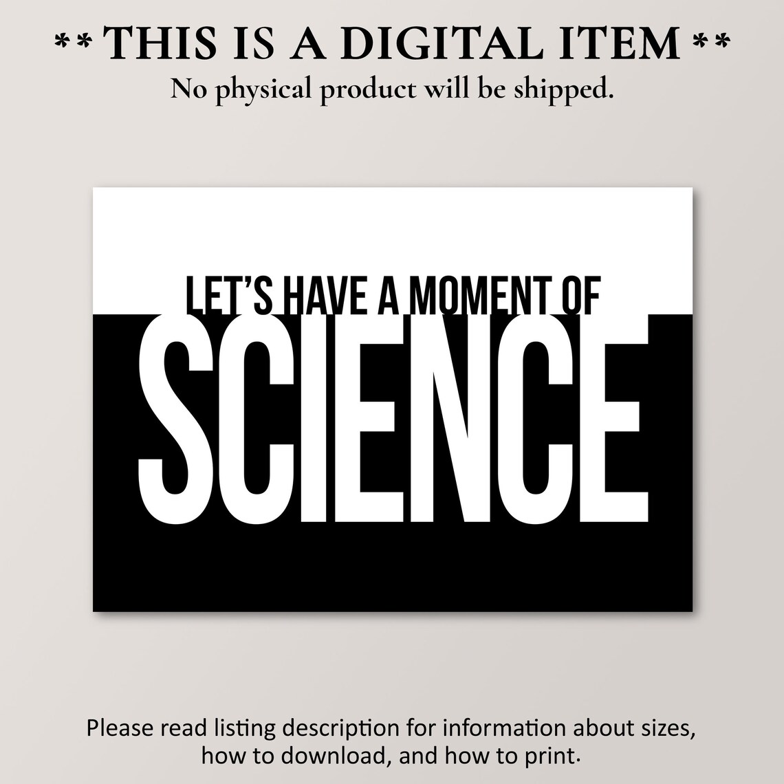 Lets Have A Moment Of Science Art Print, Office Decor - Image 2
