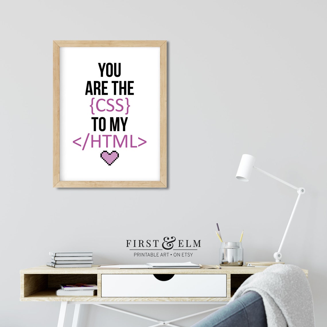 You Are The CSS To My HTML Funny Coder Romance Pixel Heart Poster - Image 2