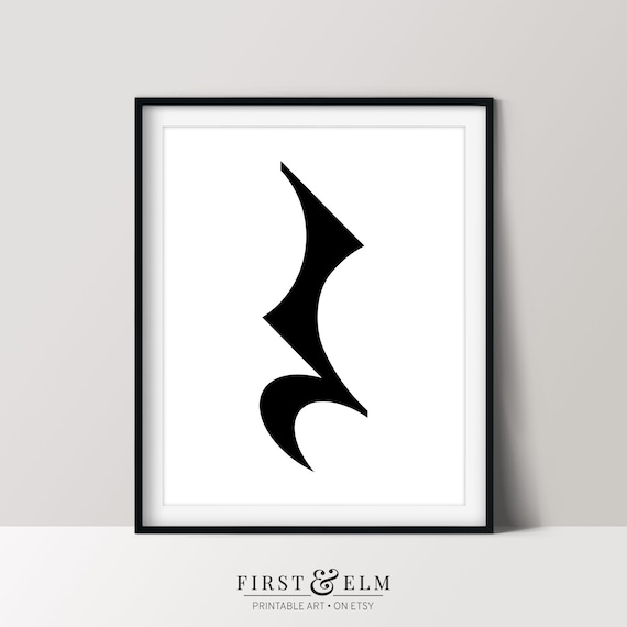 Musical Quarter Rest Symbol Minimalist Music Note Black White Print